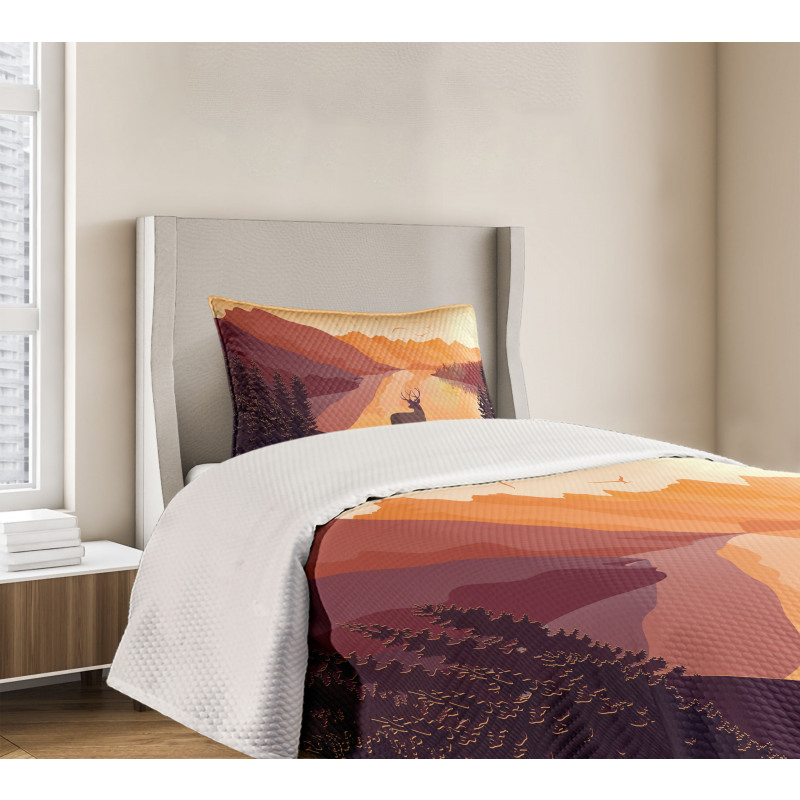 Bird Mountain Reindeer Bedspread Set