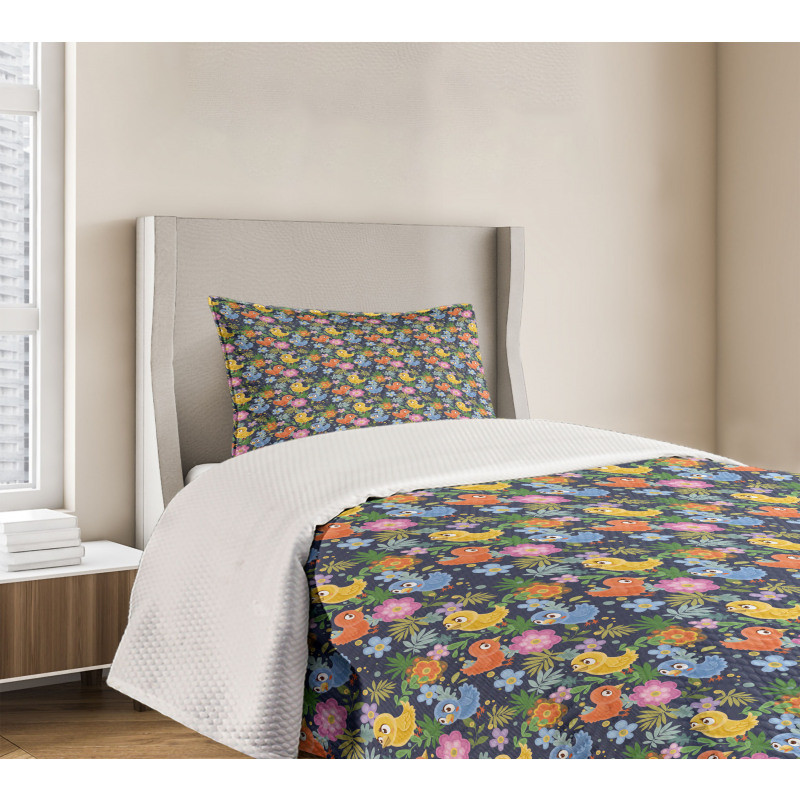 Avian Animal Spring Flowers Bedspread Set