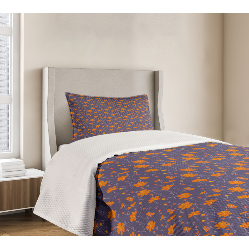 Flowers Thin Peduncles Bedspread Set