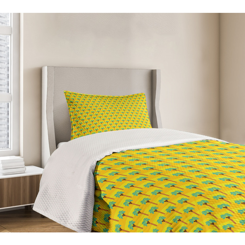 Exotic Coconut Trees Pattern Bedspread Set