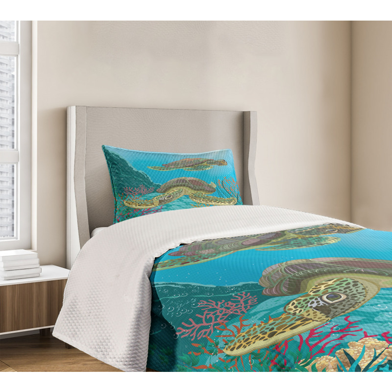 Sealife Turtles Aquatic Bedspread Set
