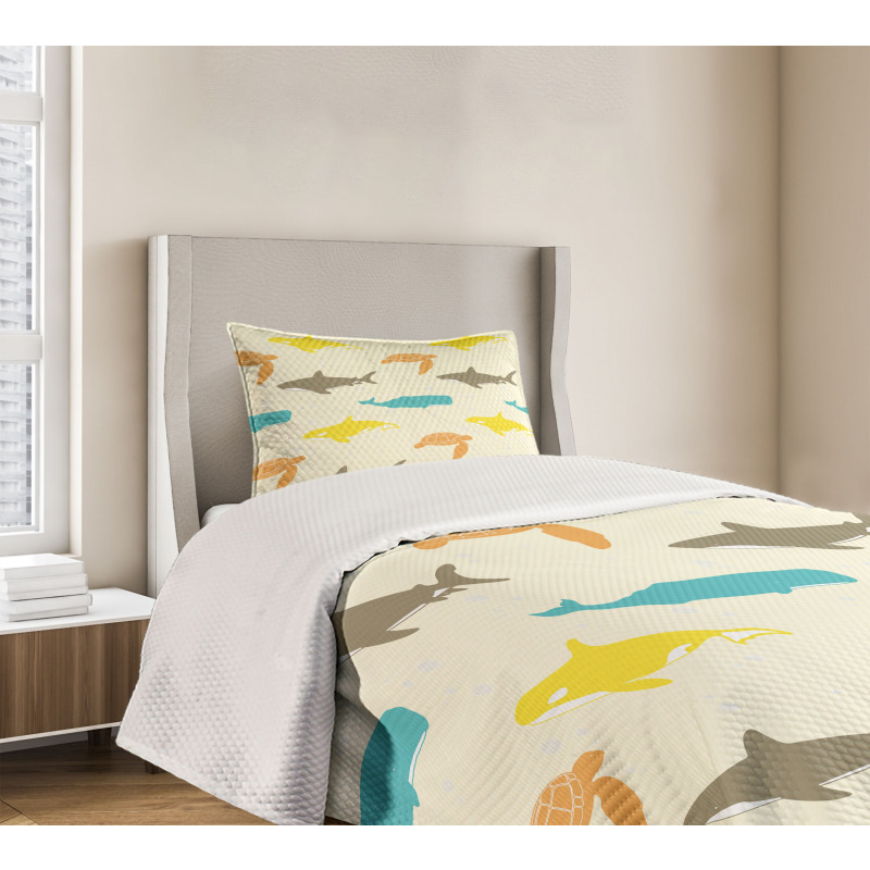 Whale Shark and Turtle Bedspread Set