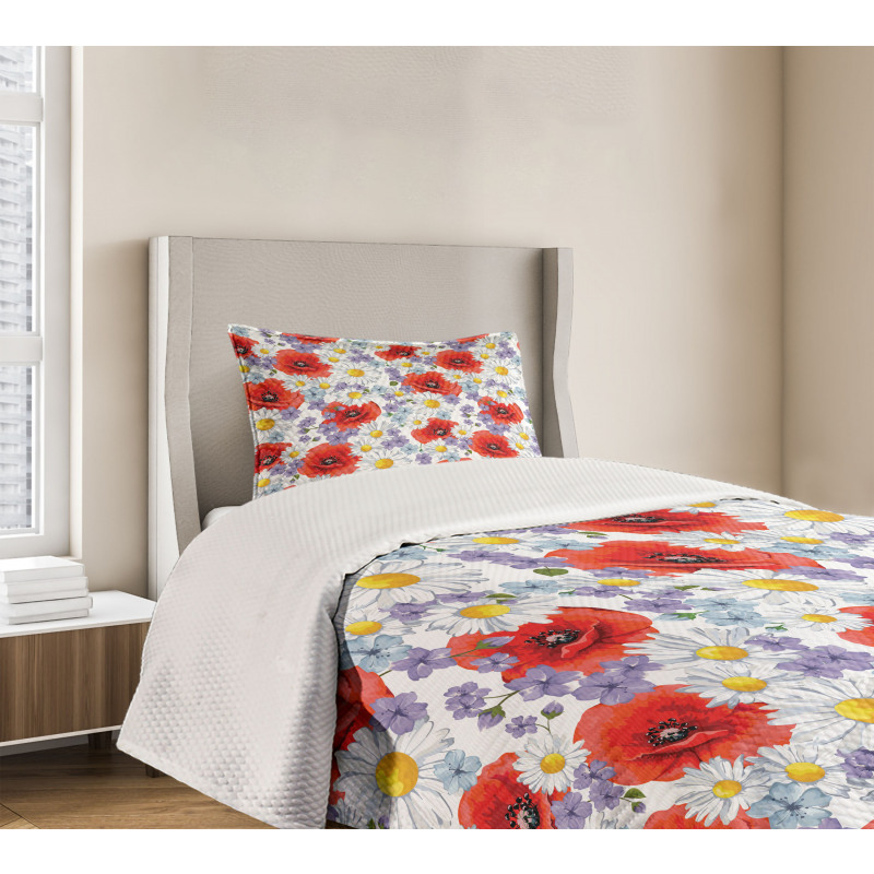 Poppy and Daisy Flower Bedspread Set