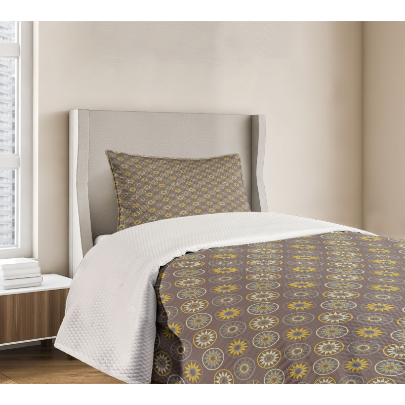 Pastel Tone Sun Motif Bedspread Set