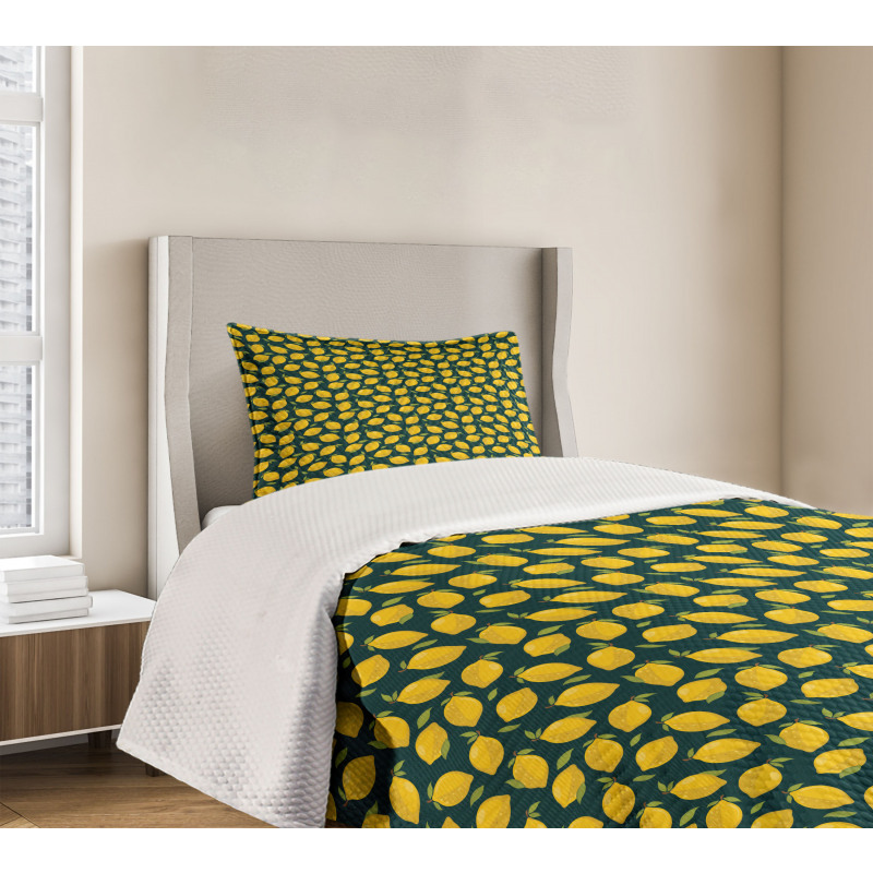 Citrus Cartoon with Leaves Bedspread Set