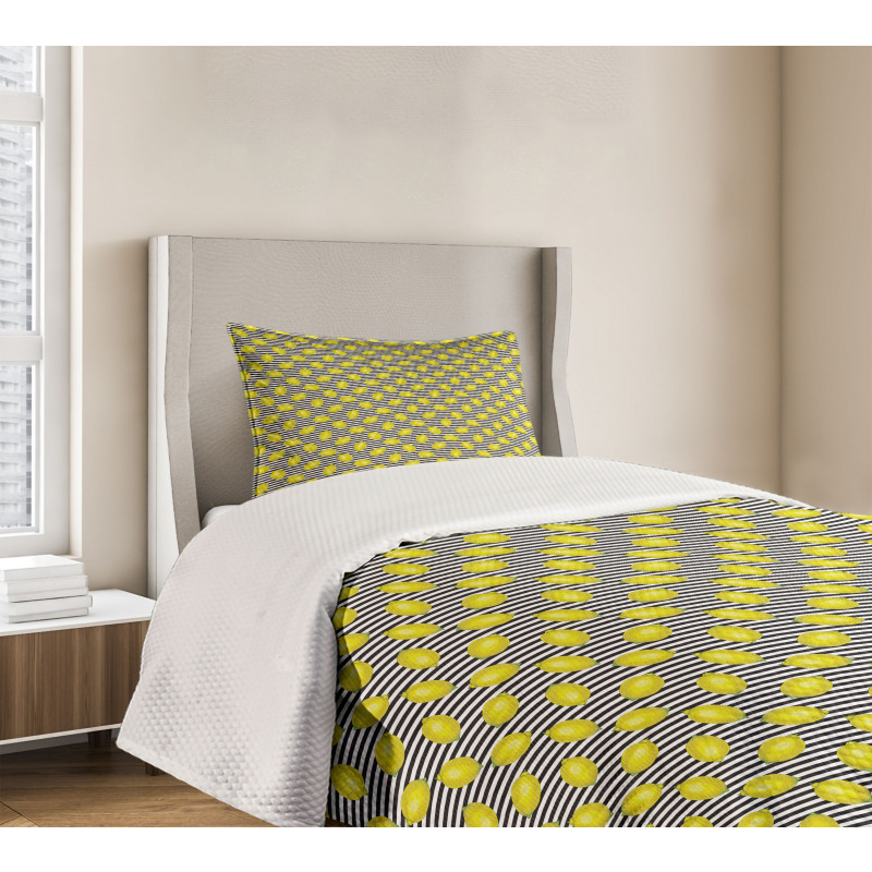 Citrus Motif Stripes Art Bedspread Set