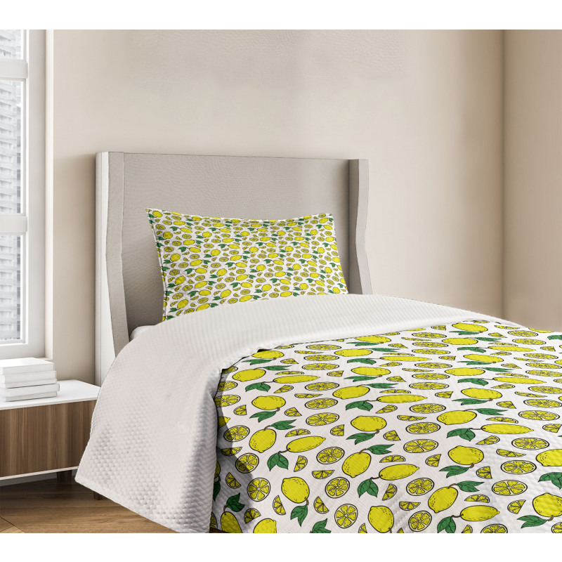 Vivid Summer Citrus Blossom Bedspread Set