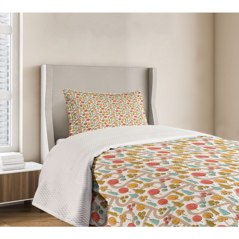 Abstract Trees and Roads Bedspread Set