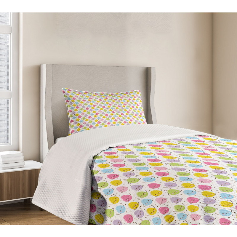 Colorful Happy Eggs and Dots Bedspread Set