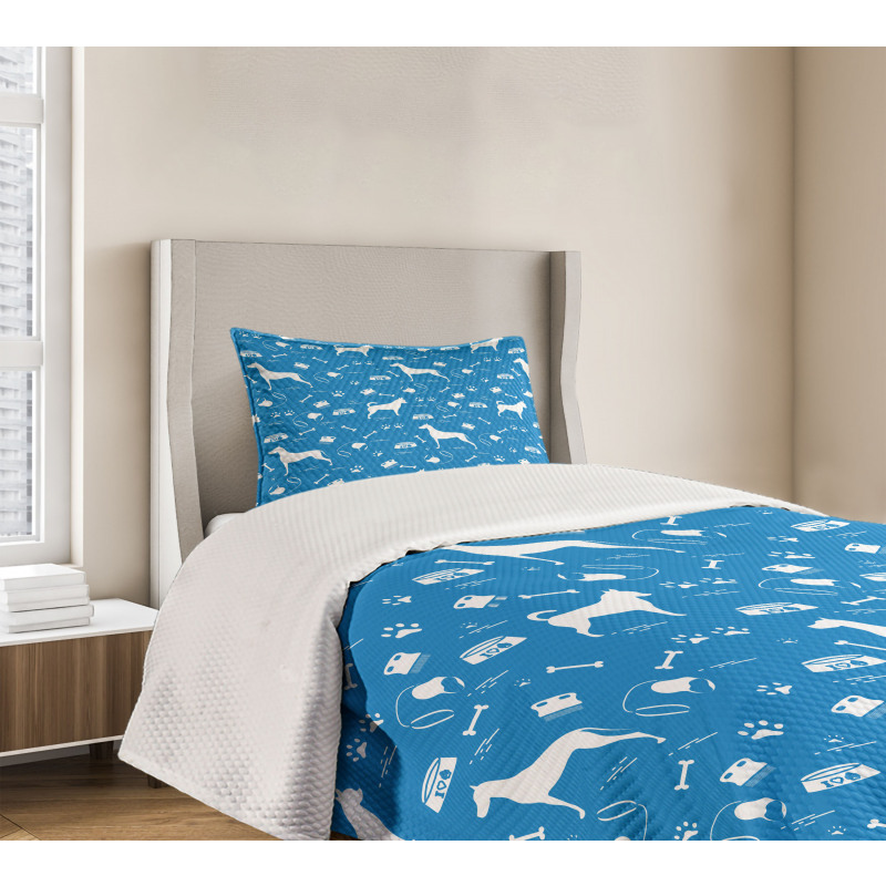 Dogs and Items Bedspread Set