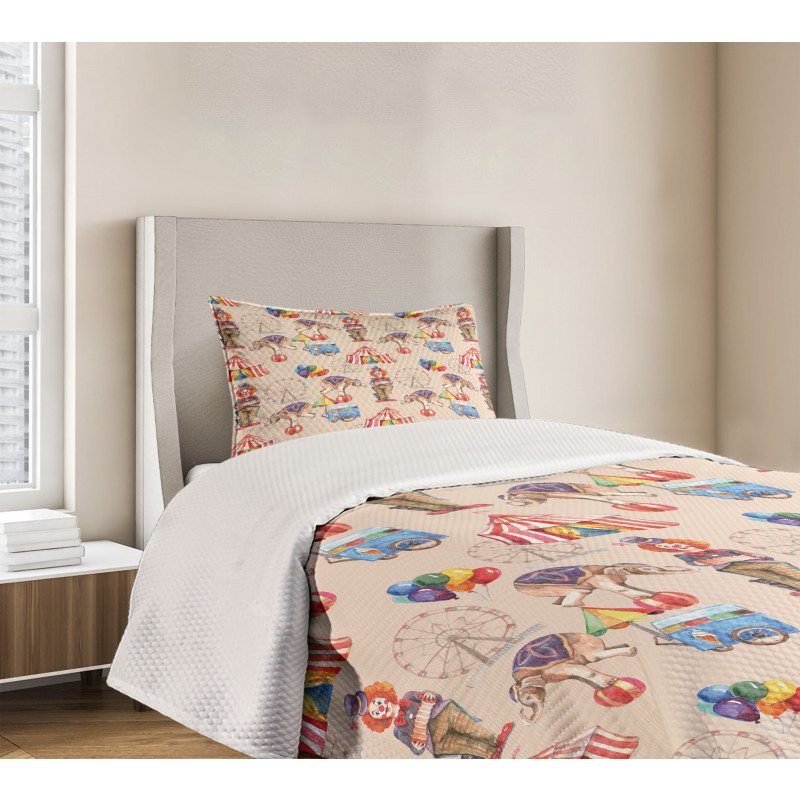 Watercolor Circus Art Bedspread Set