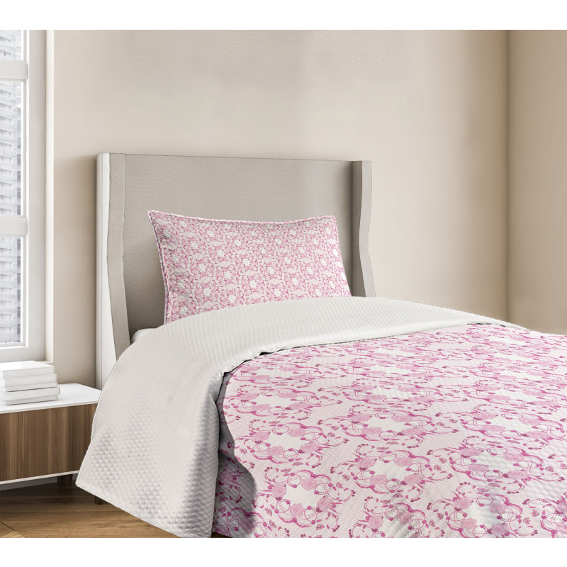 Delicate Striped Floral Bedspread Set