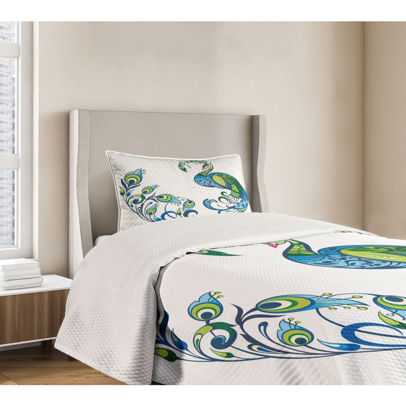 Colorful Peacock Tropic Bedspread Set