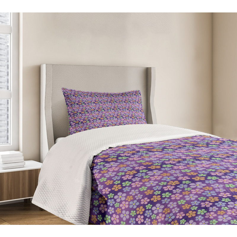 Graphical Flower Elements Bedspread Set