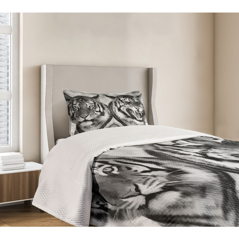 Aggressive Wild Tiger Bedspread Set