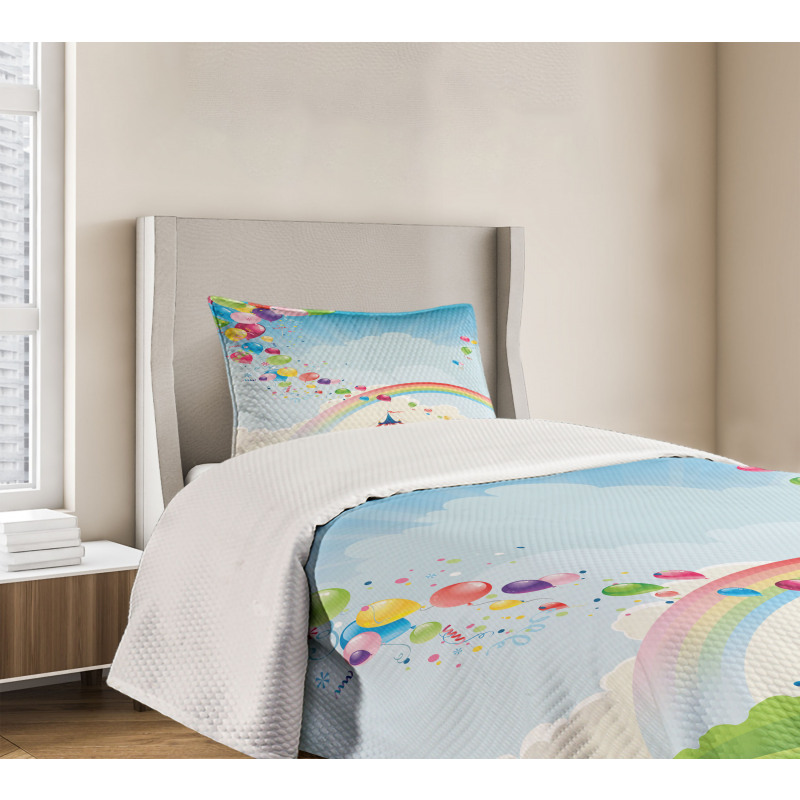 Circus Rainbow Clouds Bedspread Set