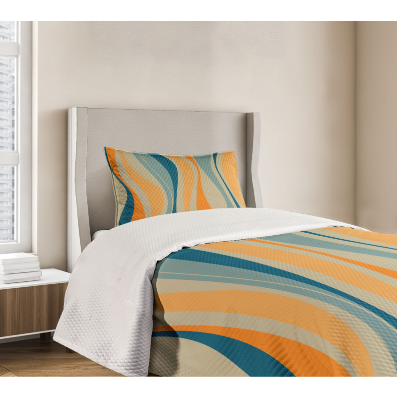 Retro Vibrant Stripes Bedspread Set