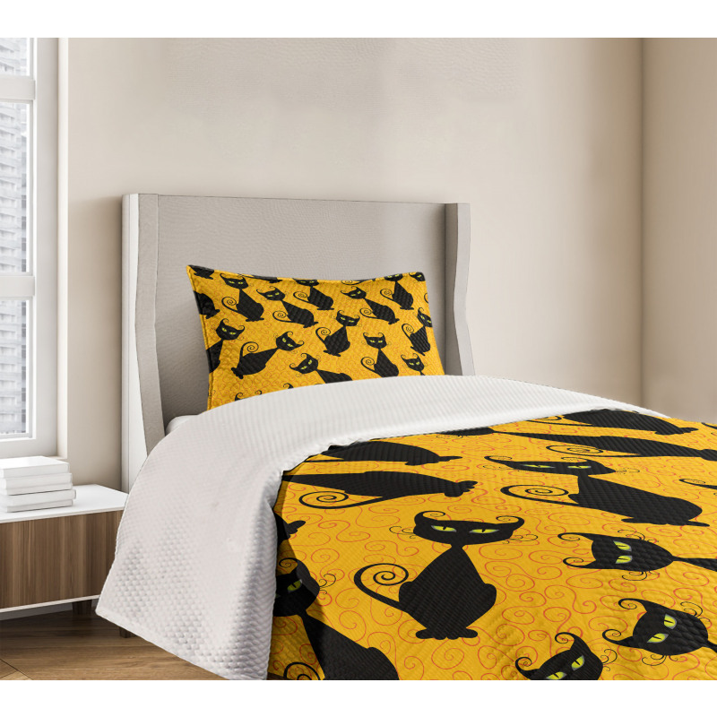 Black Cat Vintage Bedspread Set