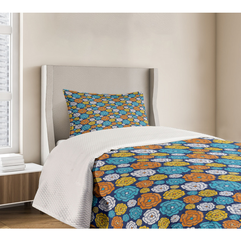 Folkloric Look Flower Art Bedspread Set