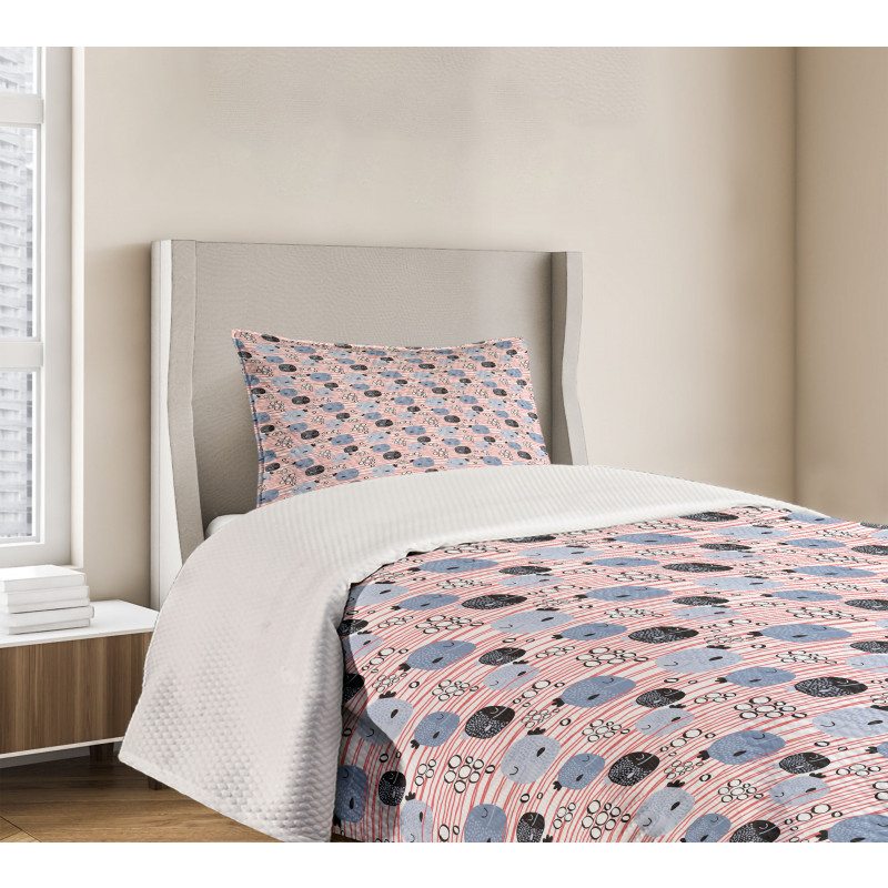 Fish and Bubbles on Stripes Bedspread Set