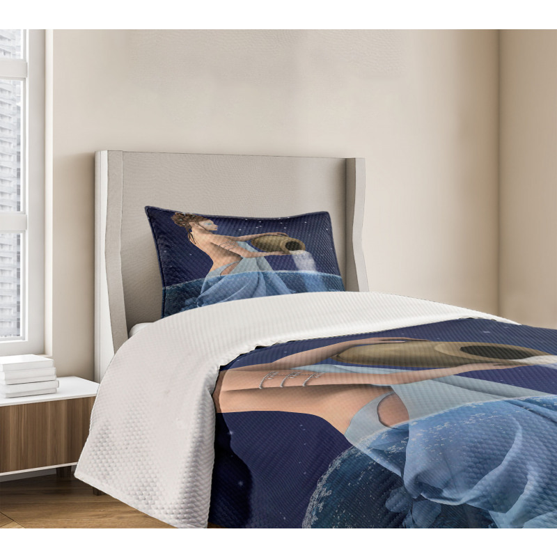 Aquarius Lady with Pail Bedspread Set