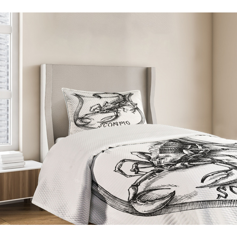 Black and White Scorpio Bedspread Set