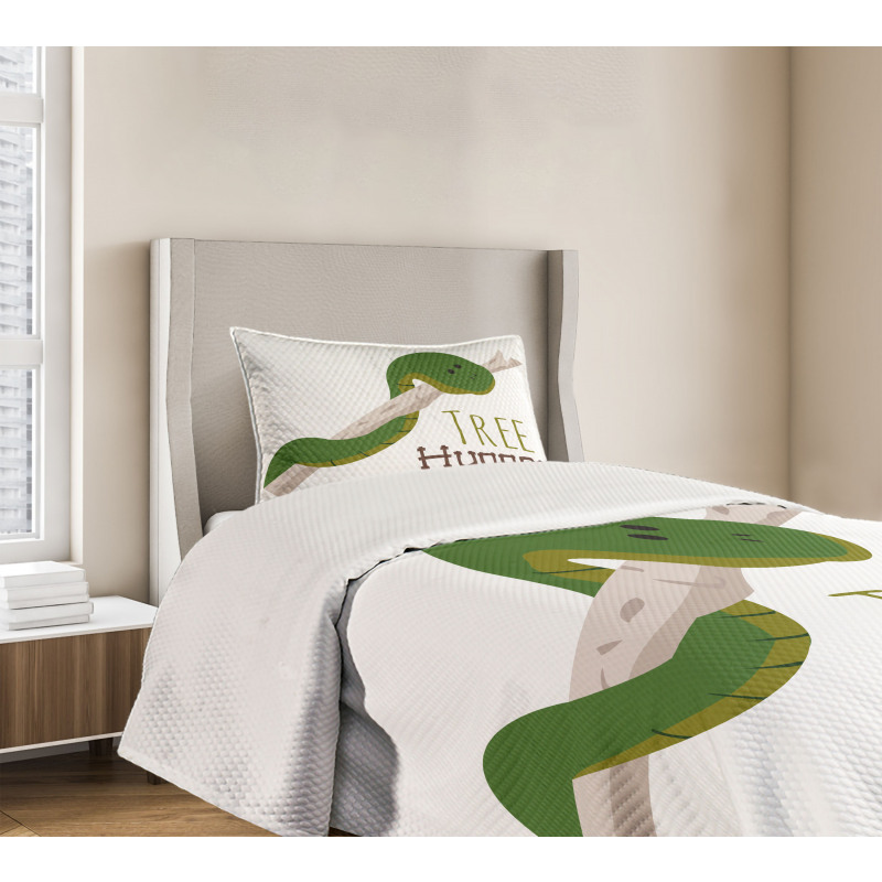 Cartoon Snake Mascot Love Bedspread Set