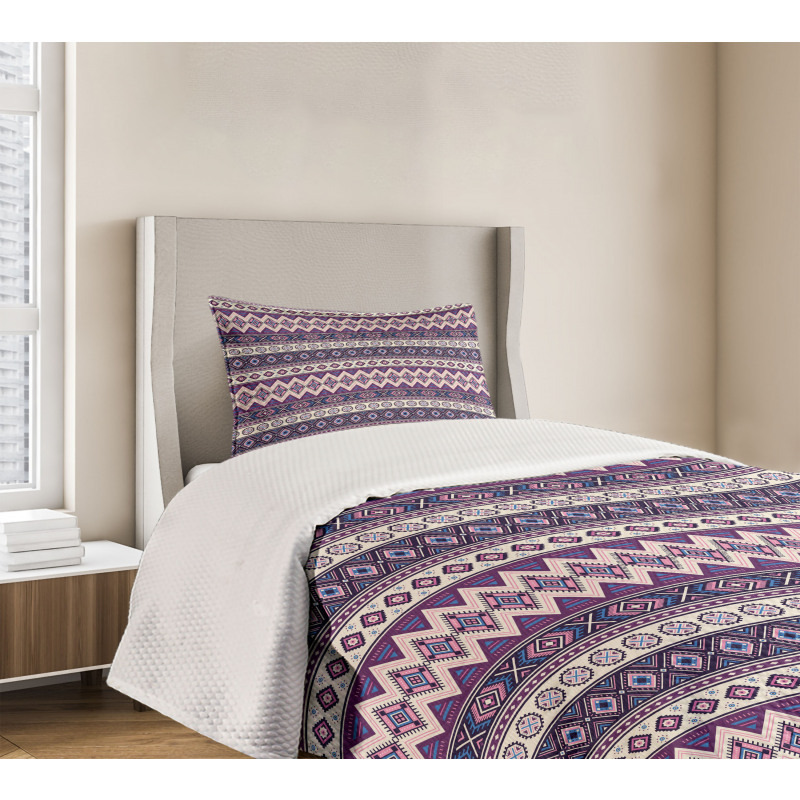 Purple Art Tribal Triangles Bedspread Set