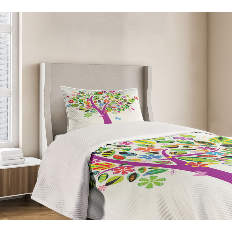 Flower Butterflies Bedspread Set