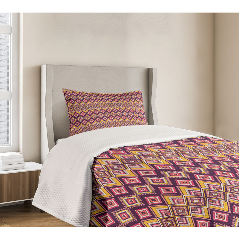 Native Pattern Rhombus Like Bedspread Set