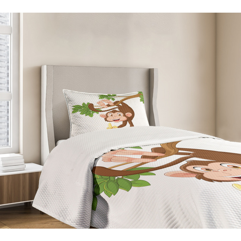 Monkey with Banana Tree Bedspread Set