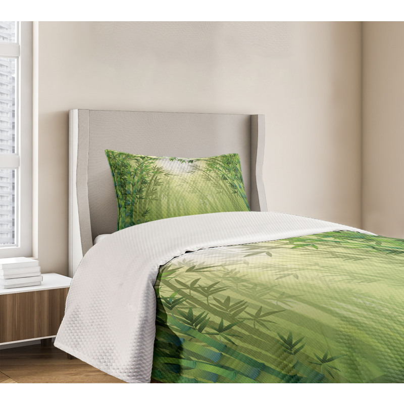 Bamboo Trees in Forest Bedspread Set