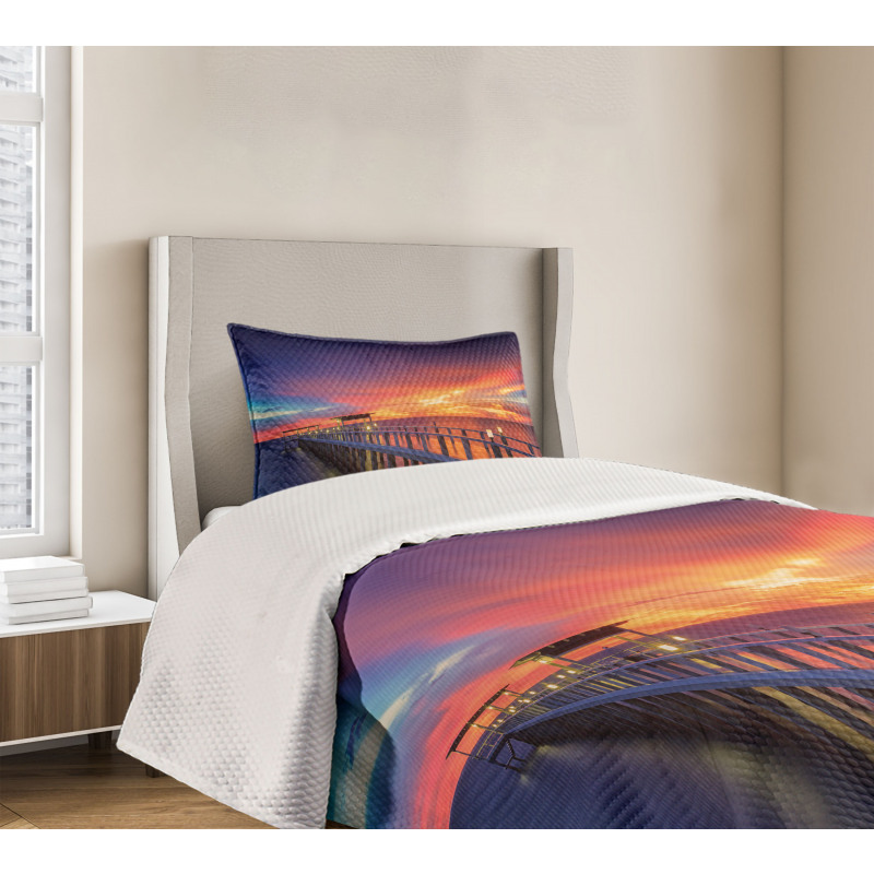 Wooden Bridge on Sea Bedspread Set