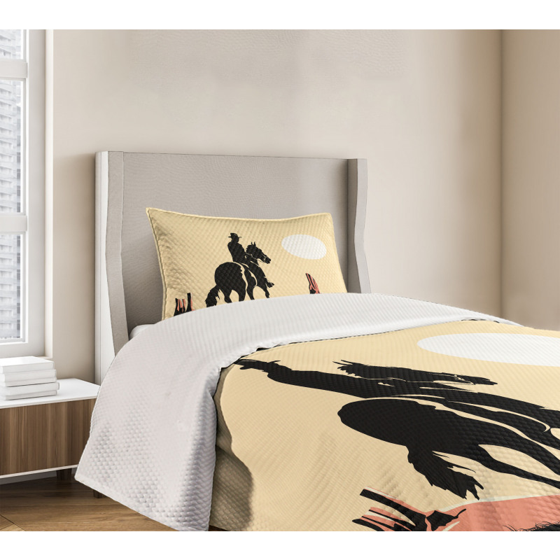 Cowboy Horse Sunset Bedspread Set