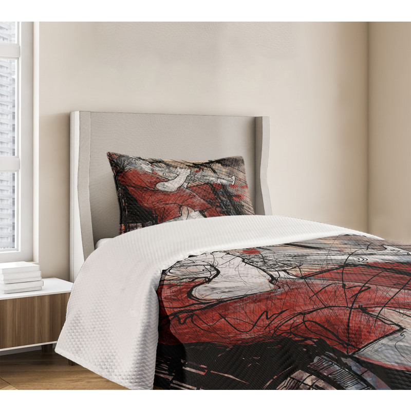 Grunge Jazz Musician Bedspread Set