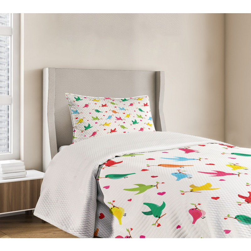 Heart Branches Colorful Bedspread Set