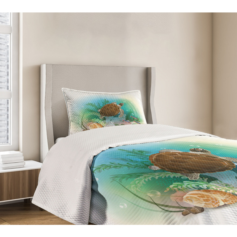 Sea Turtles Underwater Bedspread Set