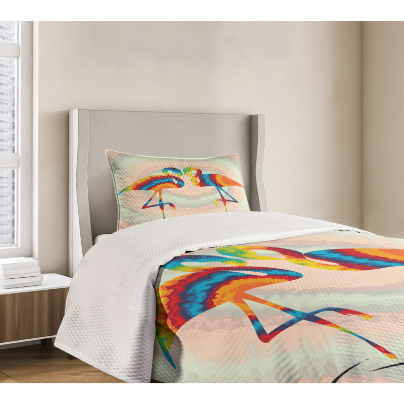 Valentines Funky Birds Bedspread Set