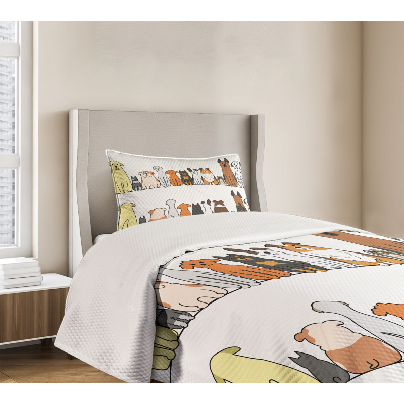 Dog Family in a Row Bedspread Set