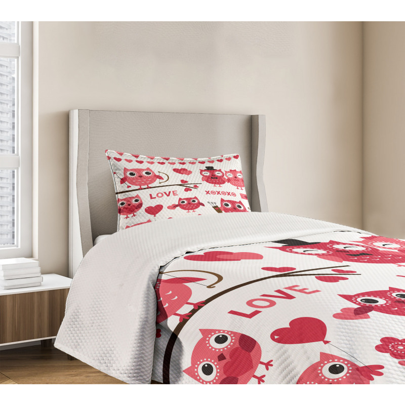 Romantic Owls Arrows Bedspread Set