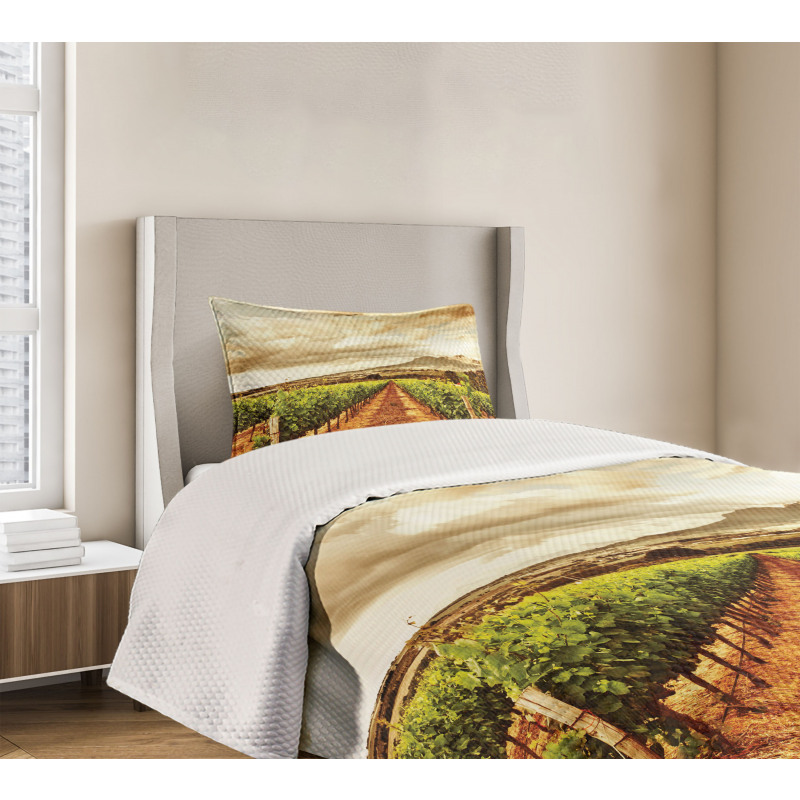 Cloudy Vineyard in Fall Bedspread Set