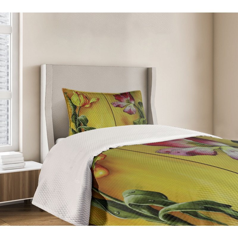 Retro Flower Painting Bedspread Set