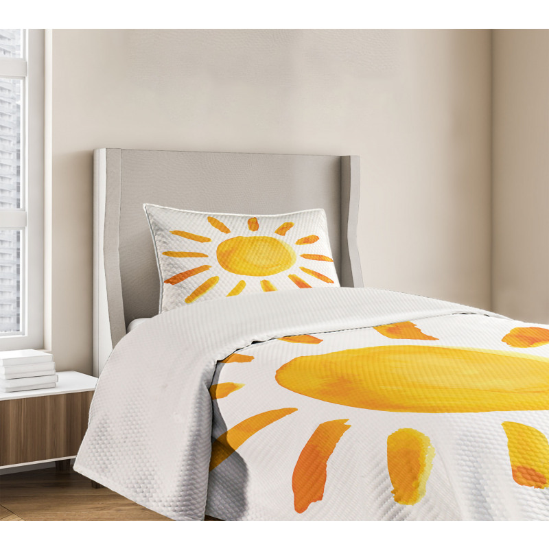 Watercolor Sun Childish Bedspread Set