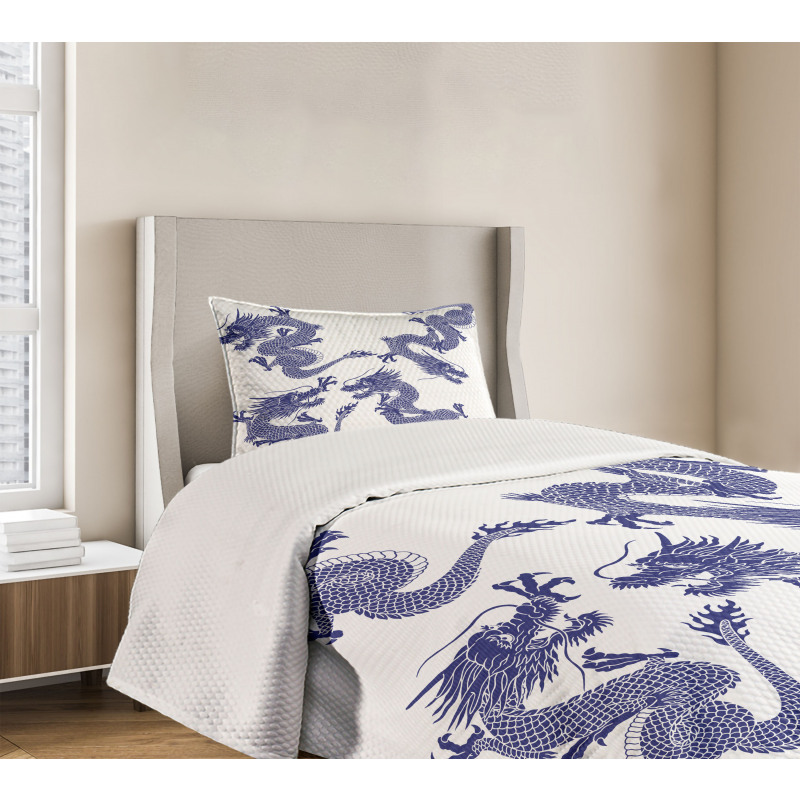 Japanese Dragons Mythical Bedspread Set