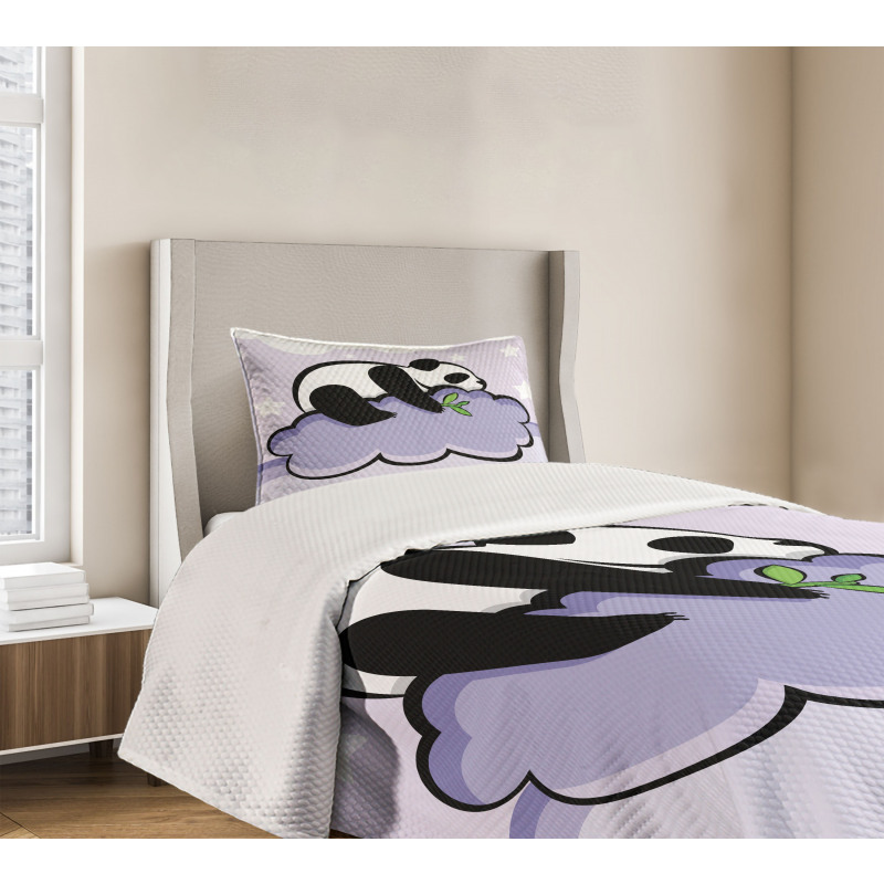 Sleeping Panda on Cloud Bedspread Set