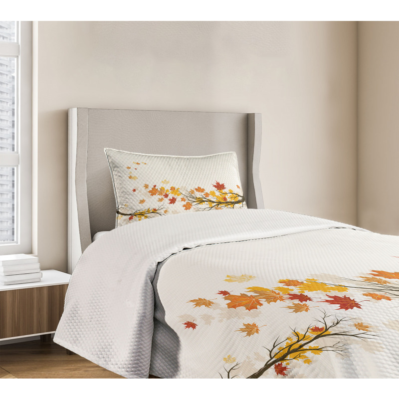 Seasonal Tree Branches Autumn Bedspread Set