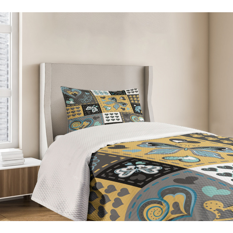 Butterfly Heart Retro Bedspread Set