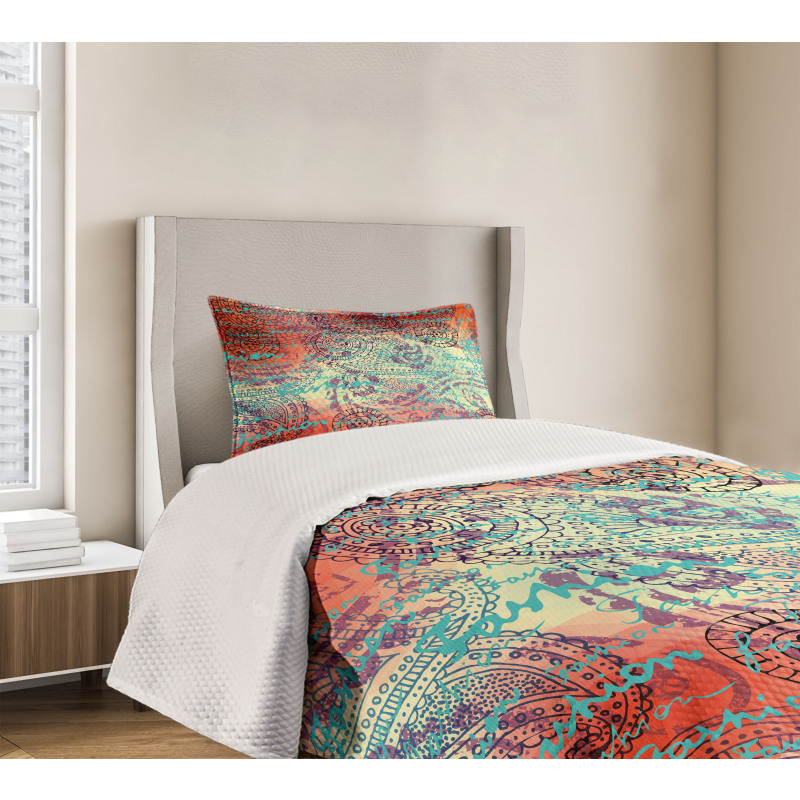 Grunge Paisley Bedspread Set