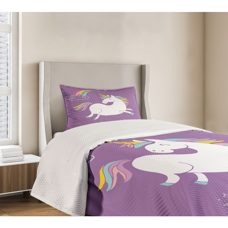 Purple Kids Rainbow Bedspread Set