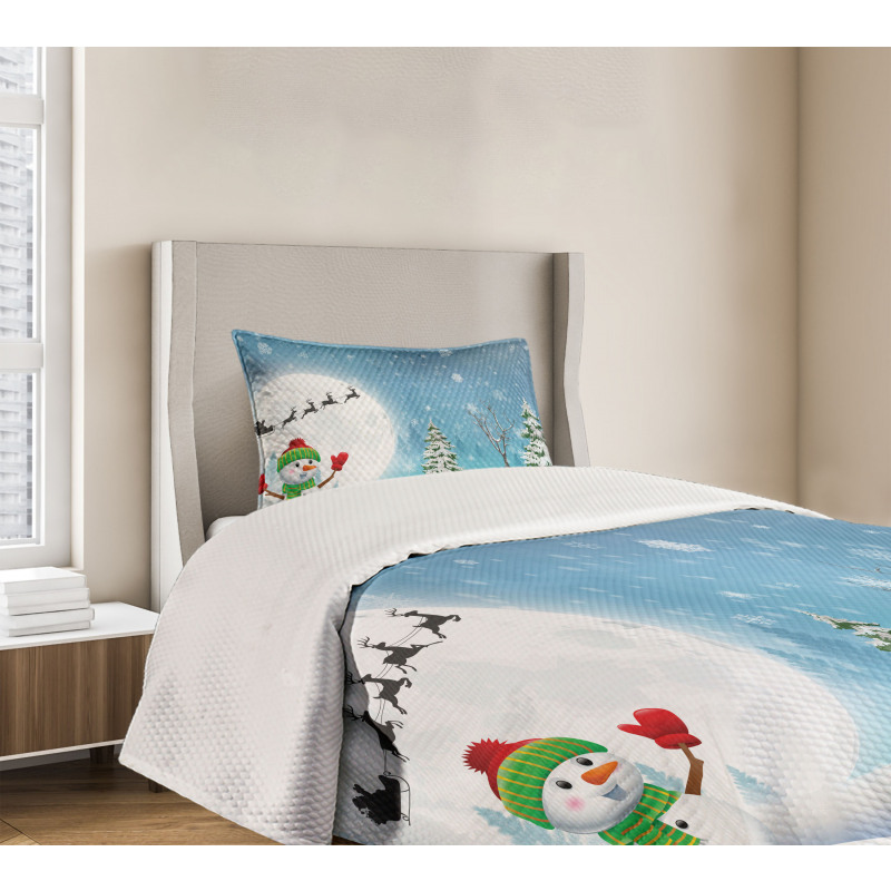 Jolly Snowman Santa Bedspread Set